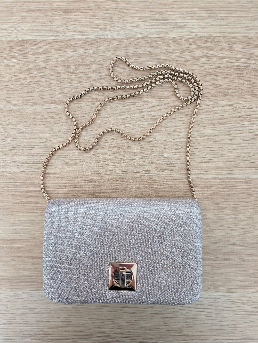 Gold Glitter Evening Clutch Crossbody Bag